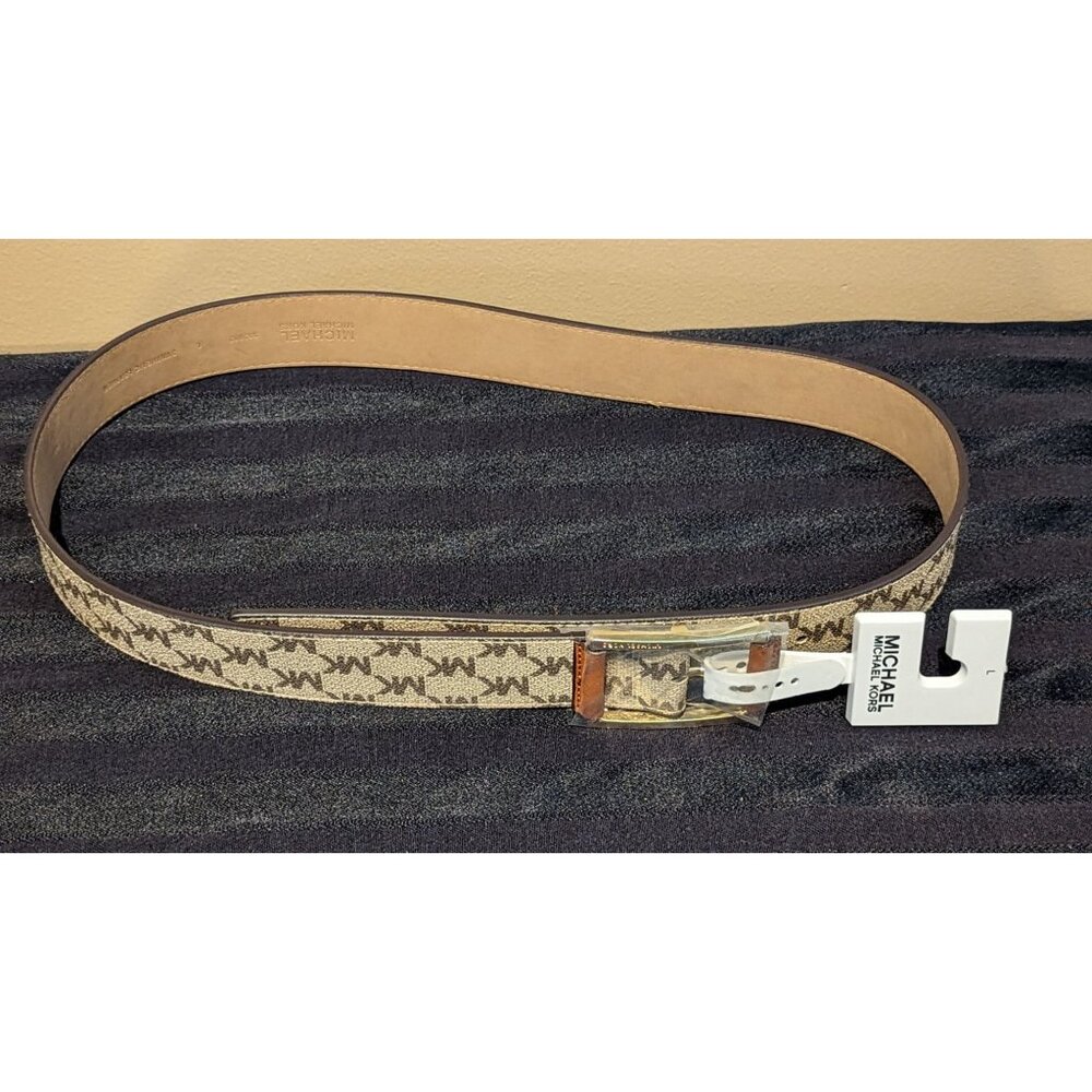 Michael Kors Belt With MK Logo & Gold Buckle L